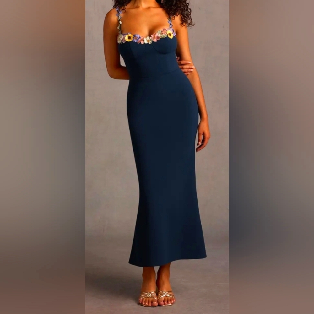 Azazie Blue Maxi Formal Pencil Dress